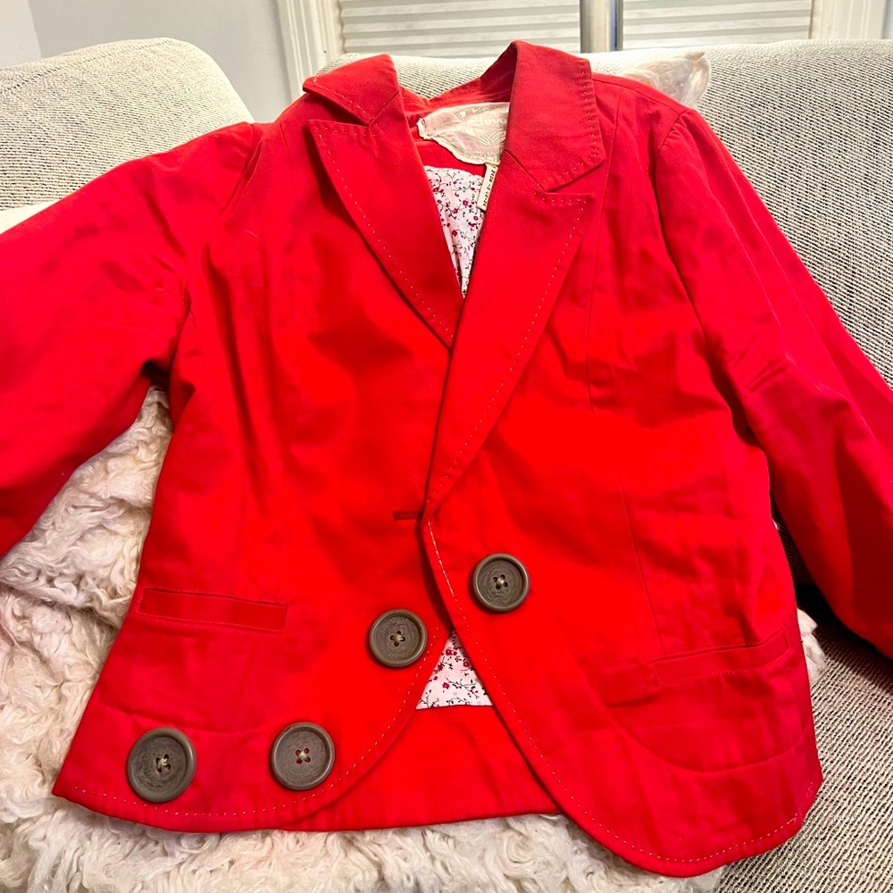 Knitted Dove Red Blazer Asymmetrical Anthropologie